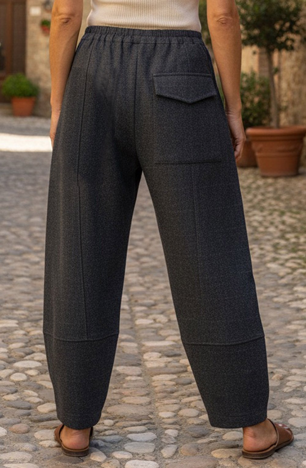 Mira J Anthracite Micro Chevron Balloon Trousers