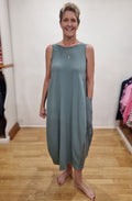 Morbido Lago Blue Sleeveless Tulip Dress