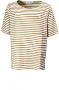 Moscato Cream & Tan Striped T Shirt