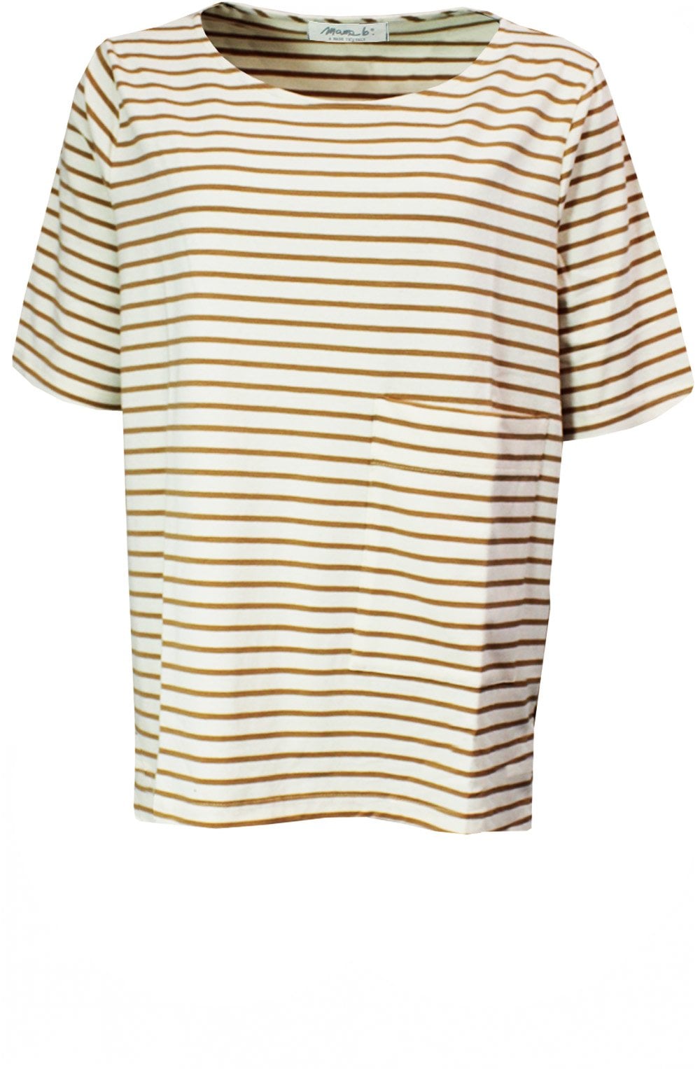 Moscato Cream & Tan Striped T Shirt