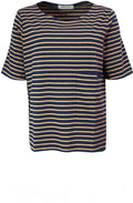 Moscato Tan & Navy Striped T Shirt
