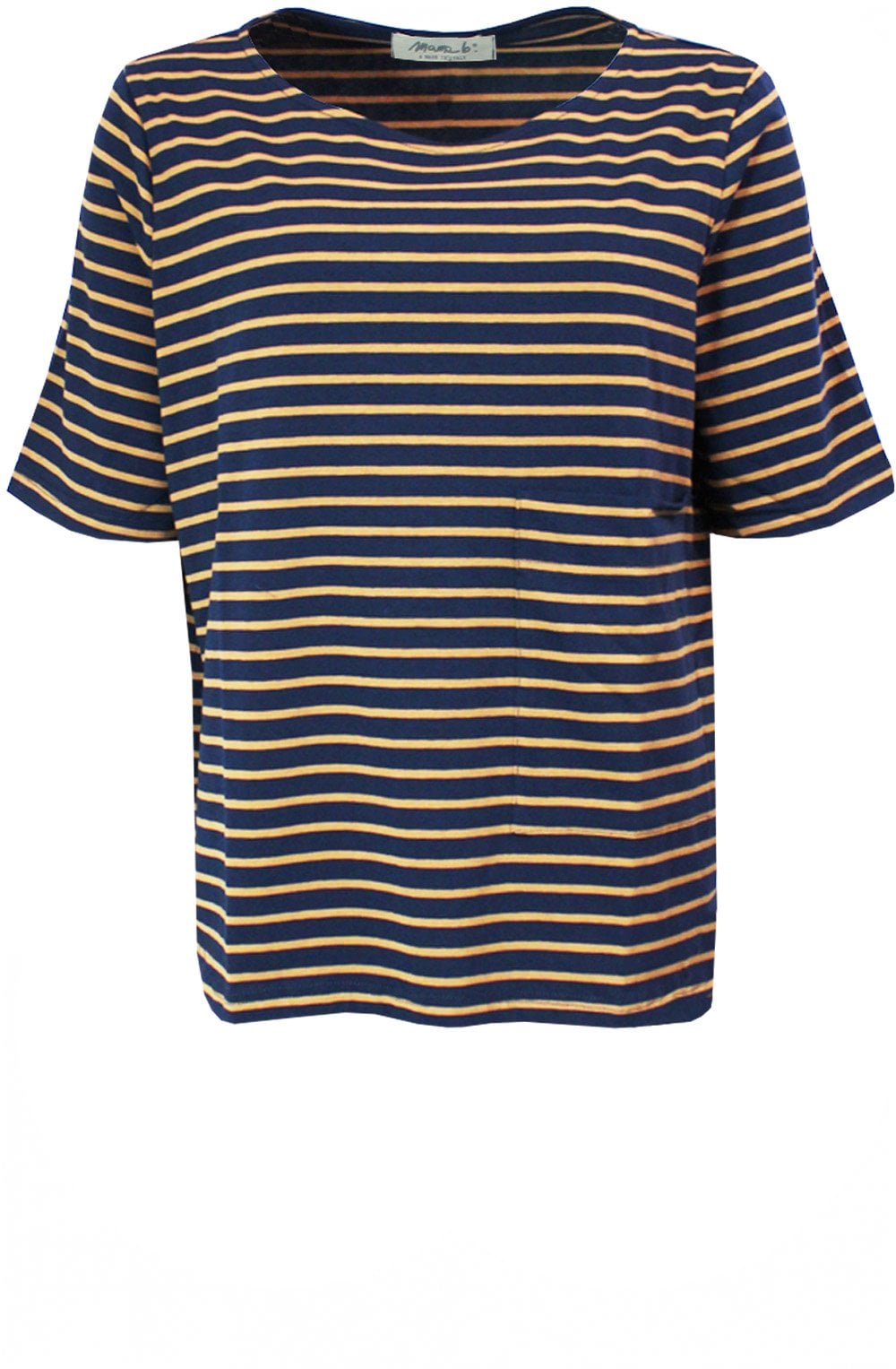 Moscato Tan & Navy Striped T Shirt