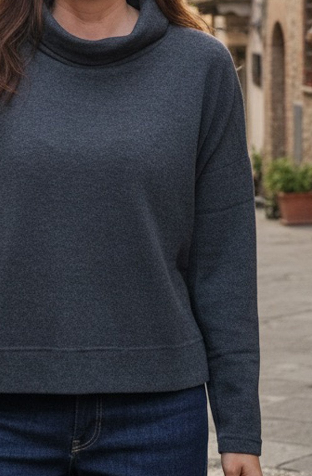 Moyet Anthracite Grey Cowl Neck Jumper