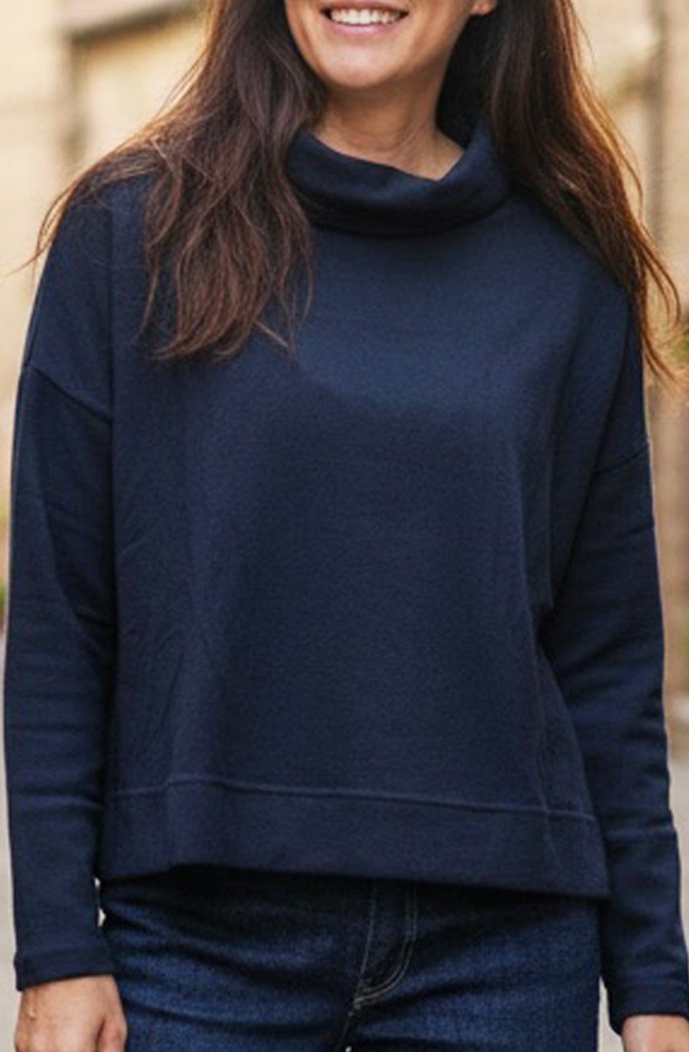 Moyet Notte Navy Cowl Neck Jumper
