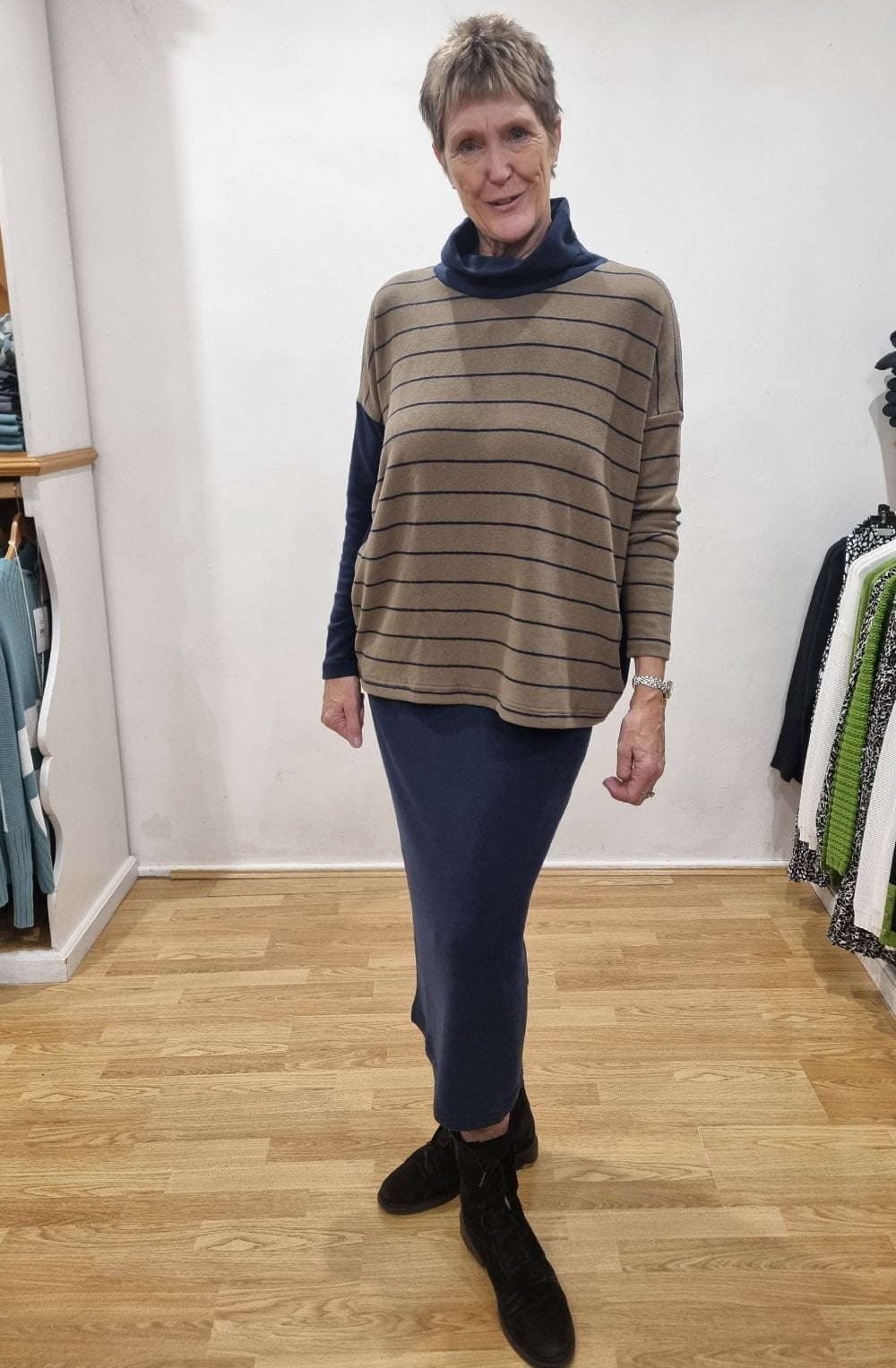 Muffa Blu and Mushroom Oversized Cowl Neck Jumper