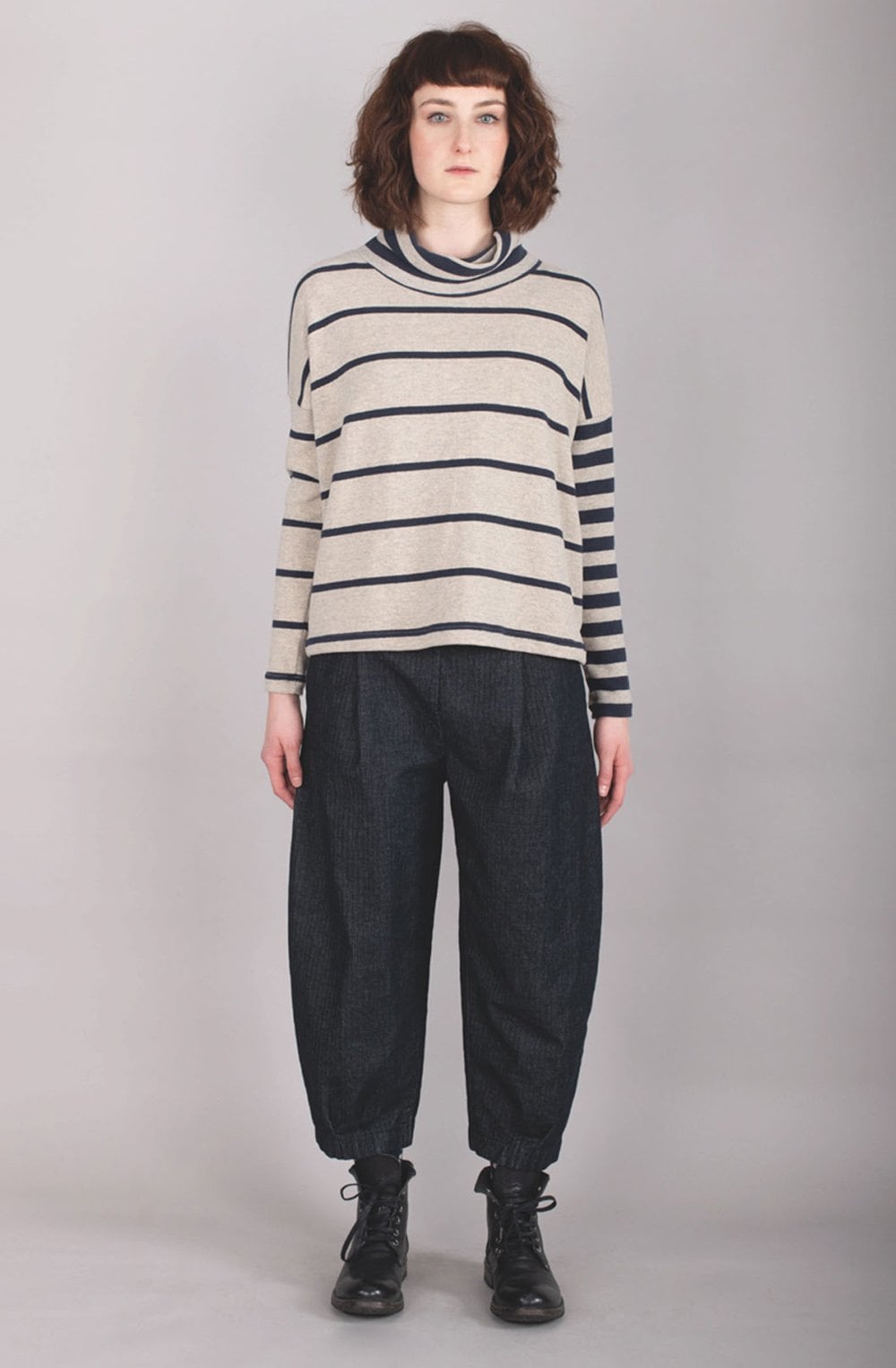 Navy & Beige Striped Jumper