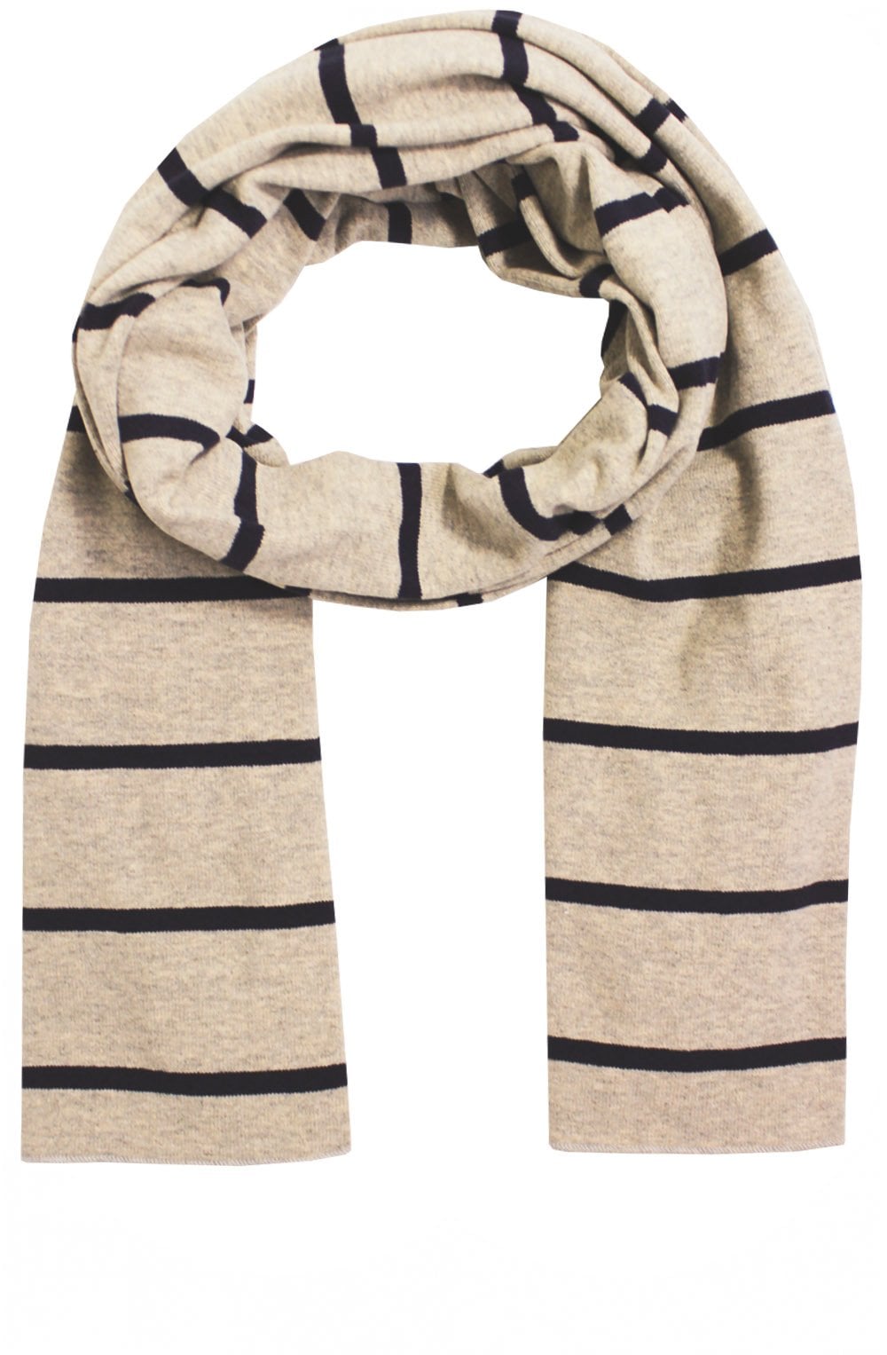 Navy & Sand Striped Scarf