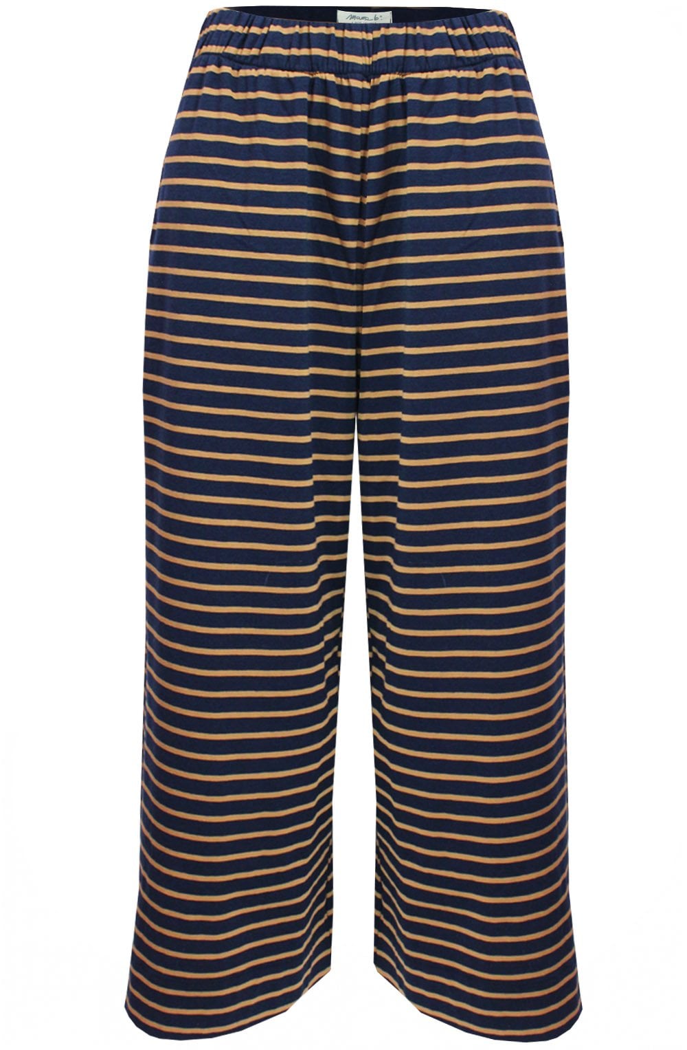 Polline Tan & Navy Striped Culottes