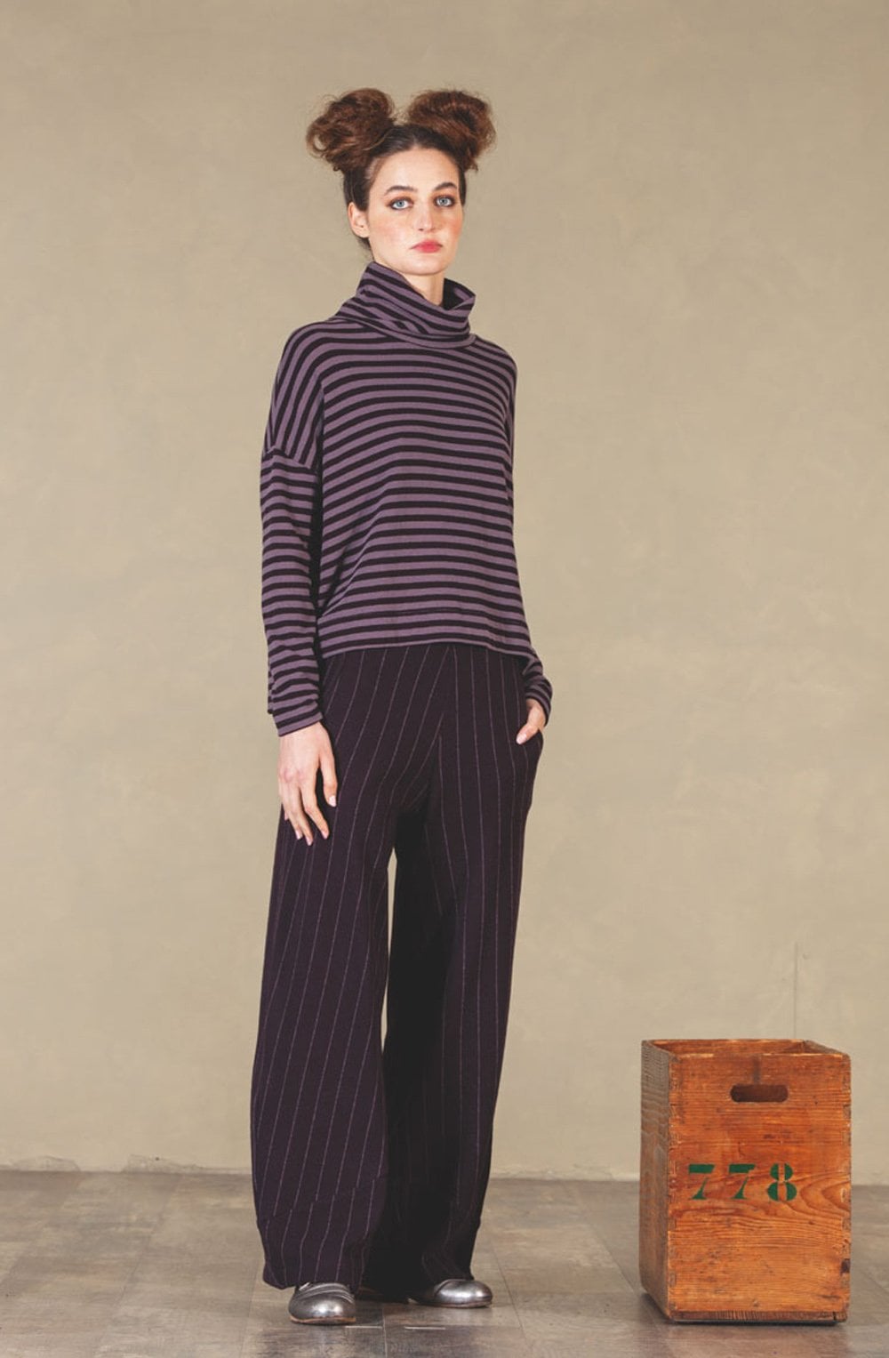 Purple and Lavender Moyet Cowl Neck Jumper