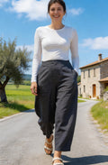 Rima D Denim Linen Relaxed Barrel Trousers