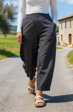 Rima D Denim Linen Relaxed Barrel Trousers