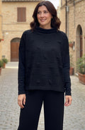 Rina Nero Black Textured Front Cowl Neck JUmper