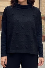 Rina Nero Black Textured Front Cowl Neck JUmper