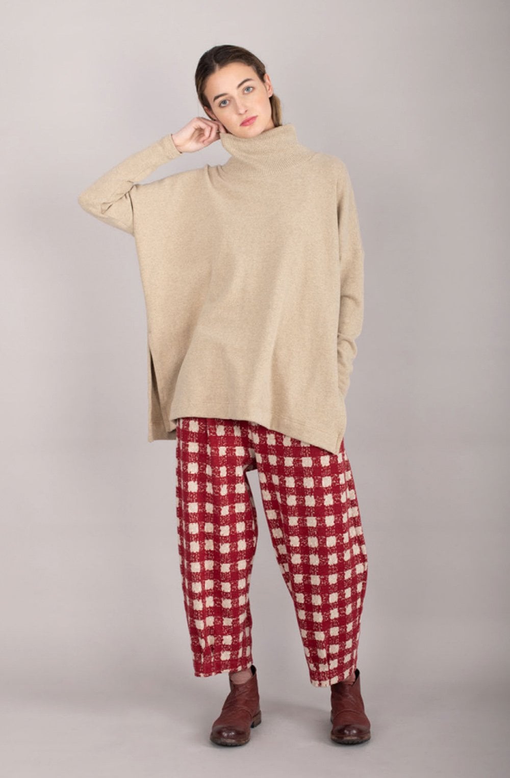 Sand High Neck Jumper