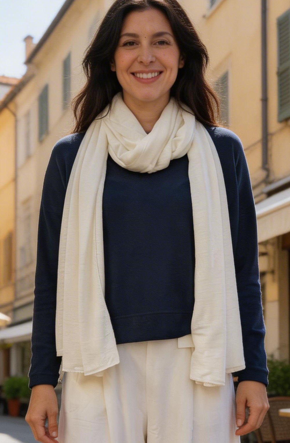 Sciarpa Li Latte Linen Oversized Scarf