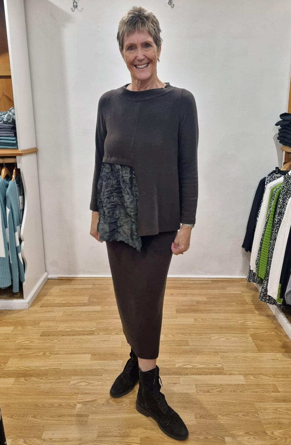 Secco Moro Brown Crinkled Jumper