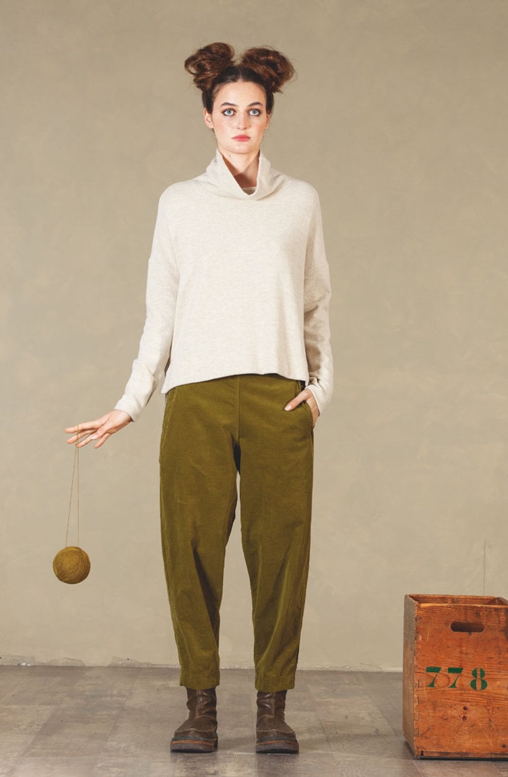 Terra Green Corduroy Tapered Trousers