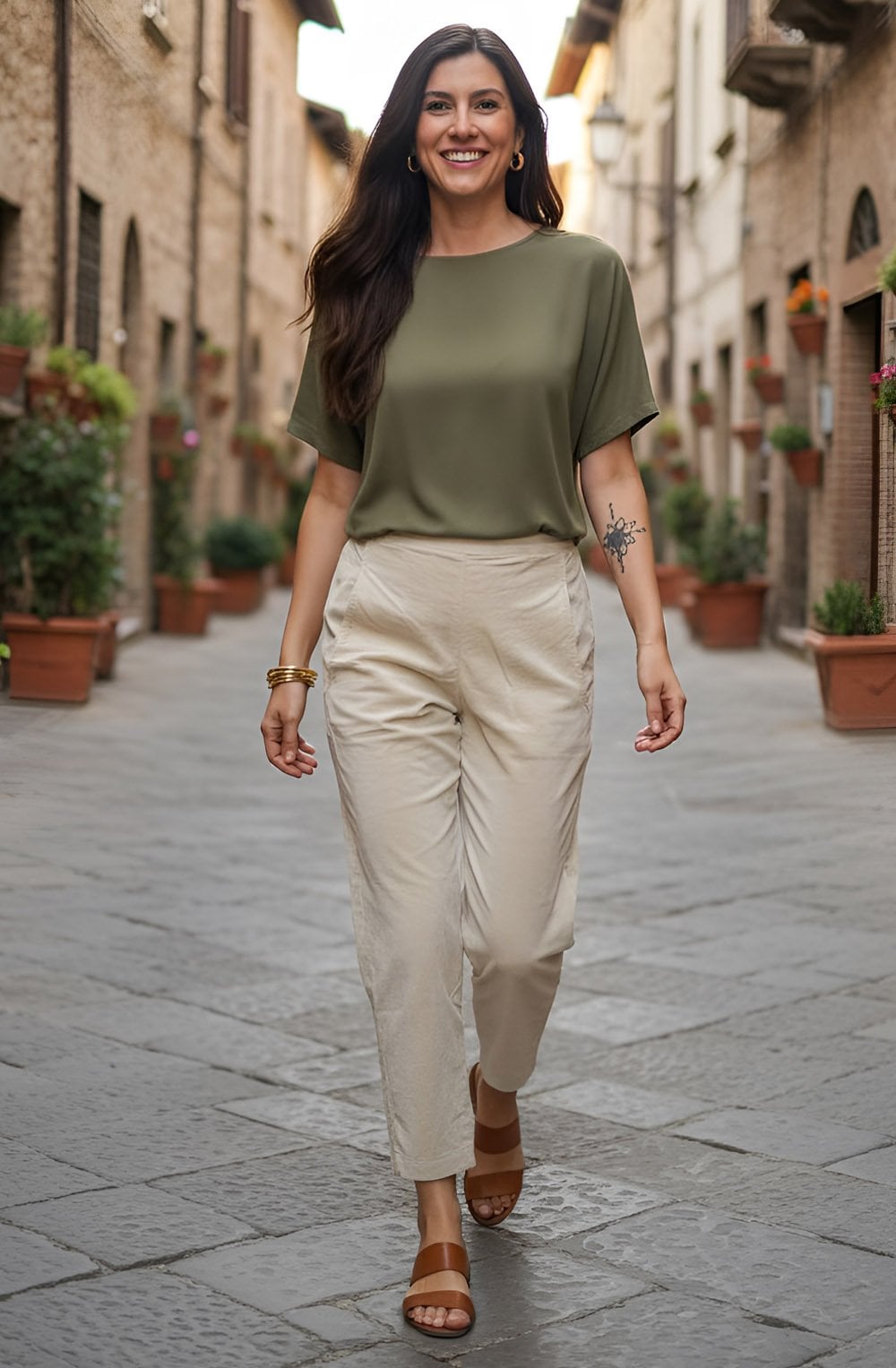 Terra V Luna Cream Fine Cord Trousers