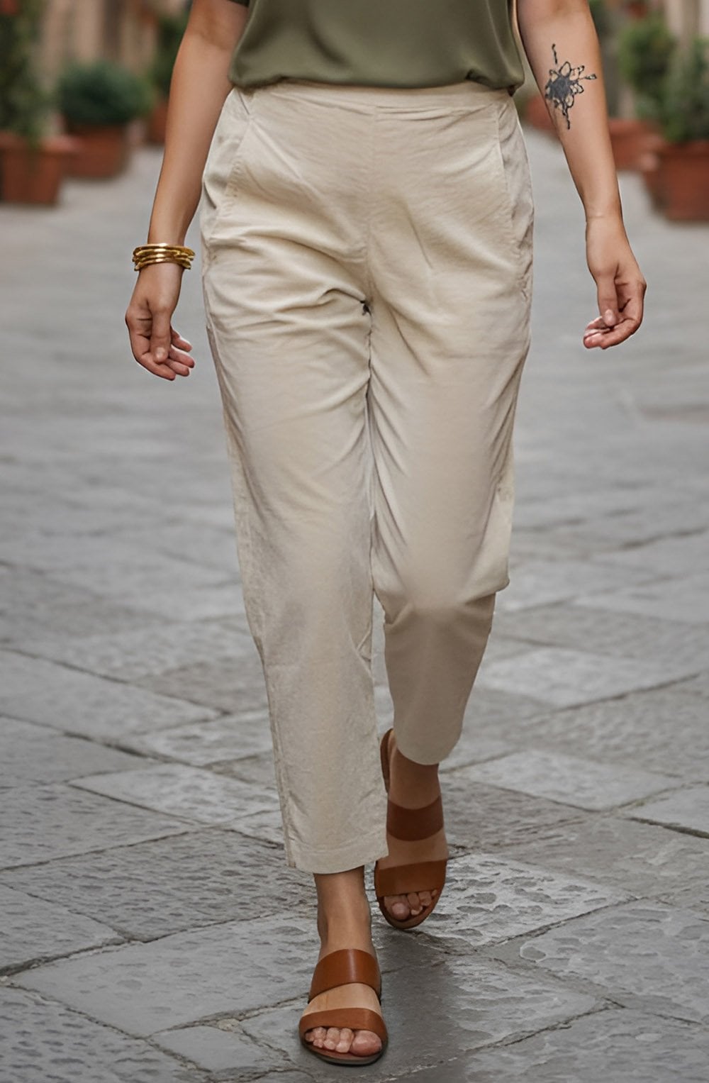 Terra V Luna Cream Fine Cord Trousers