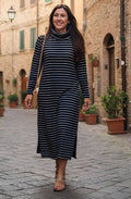 Tosca Riga Notte Navy High Neck Fleece Dress
