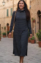 Tosca Riga Notte Navy High Neck Fleece Dress