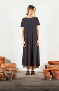 Vaso Navy & Tan Striped Dress