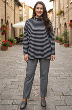 Zita Anthracite Striped Cowl Neck Oversized Jumper