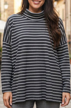 Zita Anthracite Striped Cowl Neck Oversized Jumper