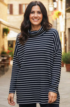 Zita Notte Navy Striped Cowl Neck Oversized Jumper