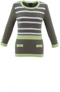 Apple Green and Khaki Button Detail Sweater