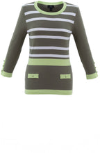 Apple Green and Khaki Button Detail Sweater