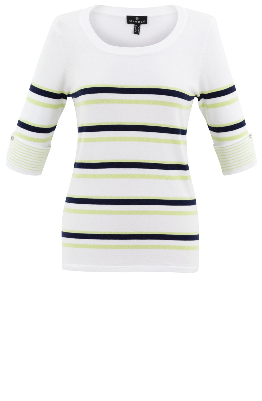 Apple Green and Navy Striped Sweater