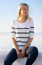 Apple Green and Navy Striped Sweater