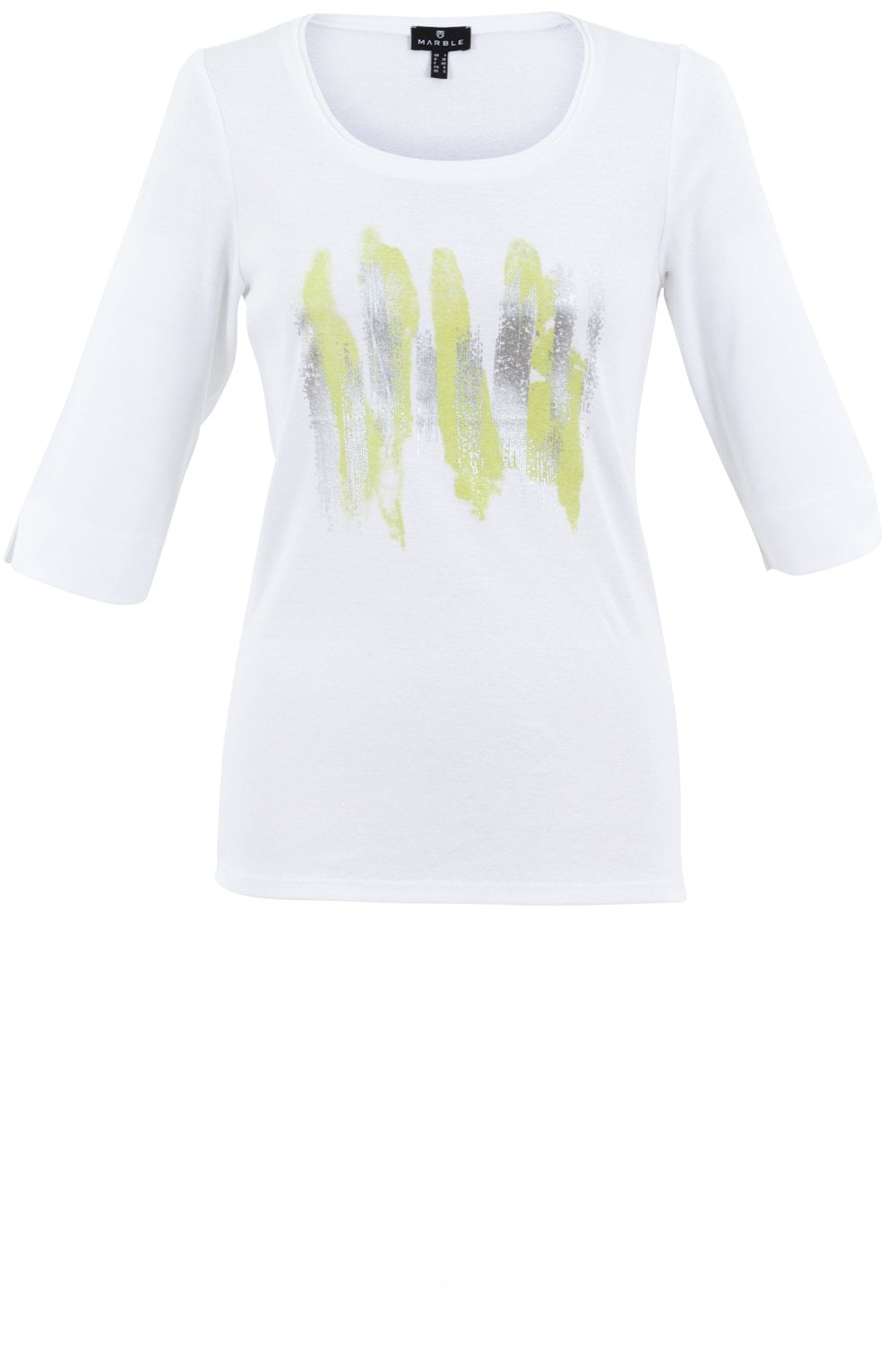 Apple Green and Silver Paint Strokes Top