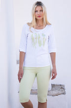 Apple Green and Silver Paint Strokes Top