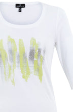 Apple Green and Silver Paint Strokes Top