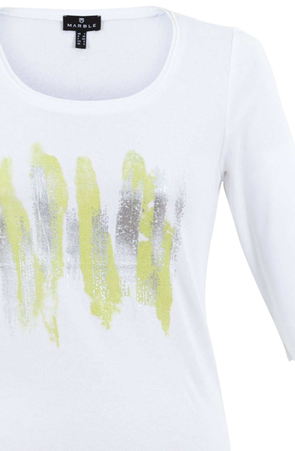 Apple Green and Silver Paint Strokes Top
