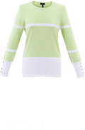 Apple Green and White Striped Fitted Sweater