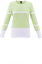 Apple Green and White Striped Fitted Sweater