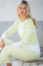 Apple Green and White Striped Fitted Sweater