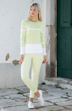 Apple Green and White Striped Fitted Sweater
