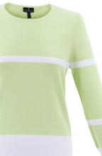 Apple Green and White Striped Fitted Sweater