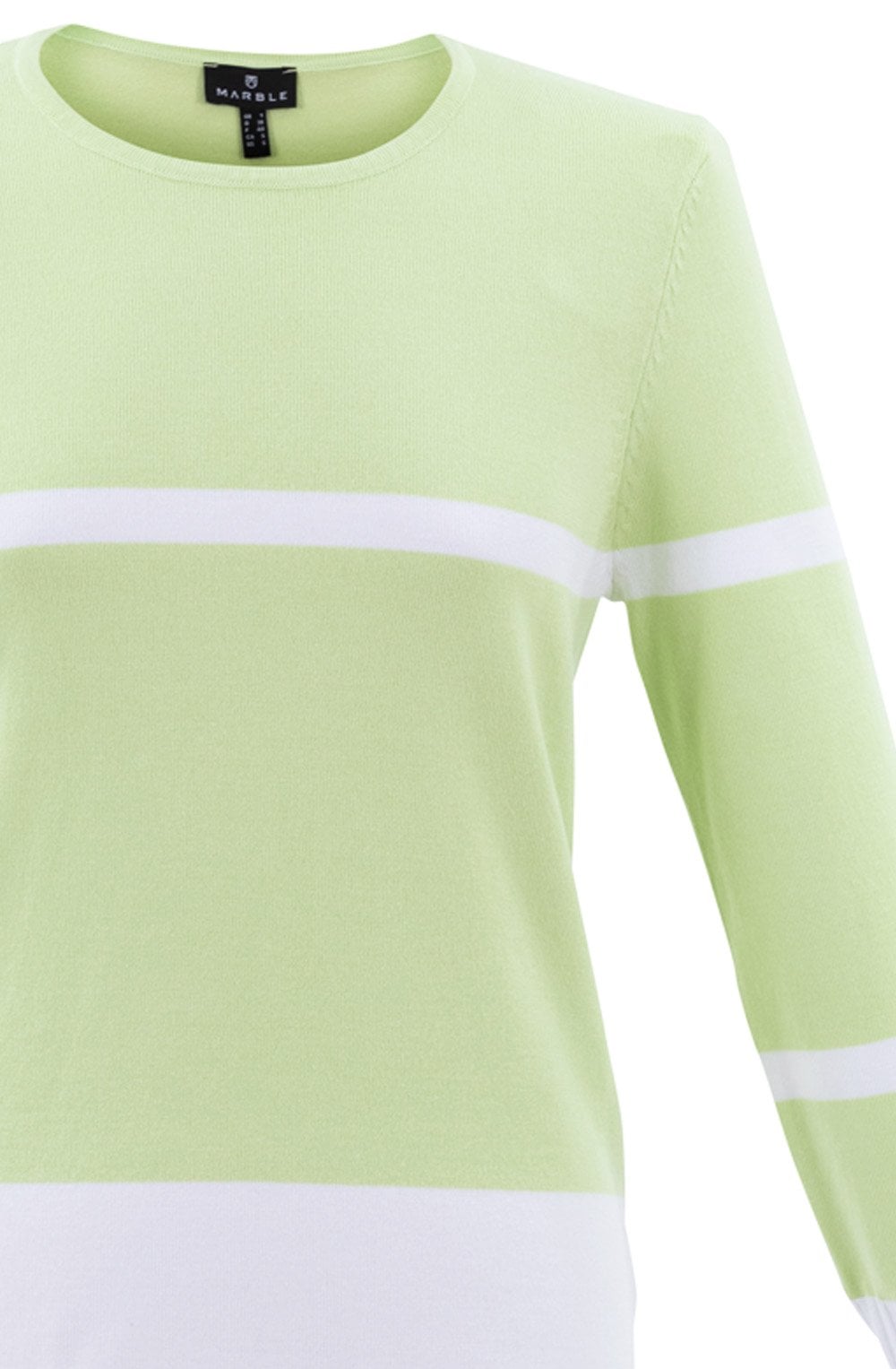 Apple Green and White Striped Fitted Sweater