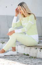 Apple Green and White Striped Fitted Sweater