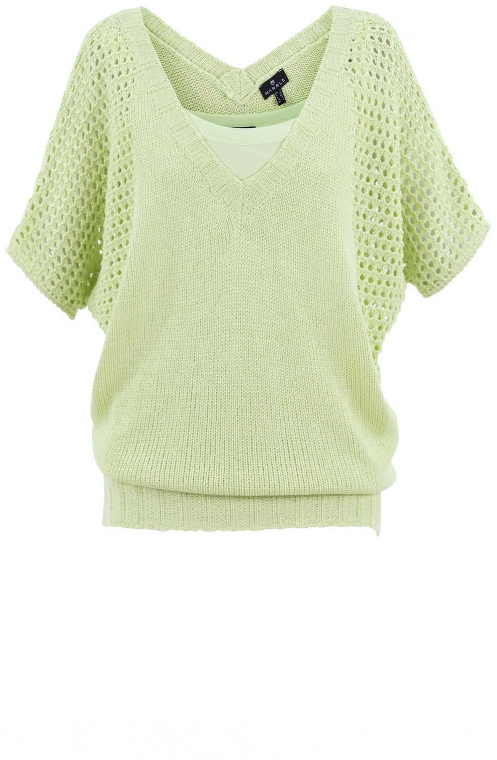 Apple Green Layered Oversized Crochet Jumper