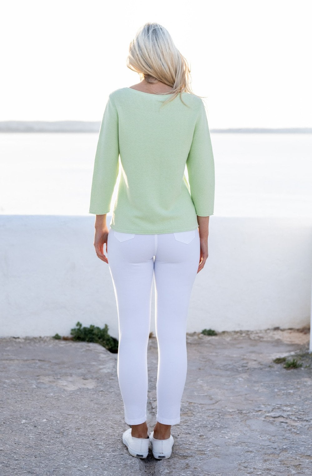 Apple Green Patterned Knit Sweater