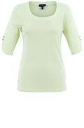 Apple Green Top with Silver Button Rounded Cuffs