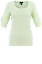 Apple Green Top with Silver Button Rounded Cuffs