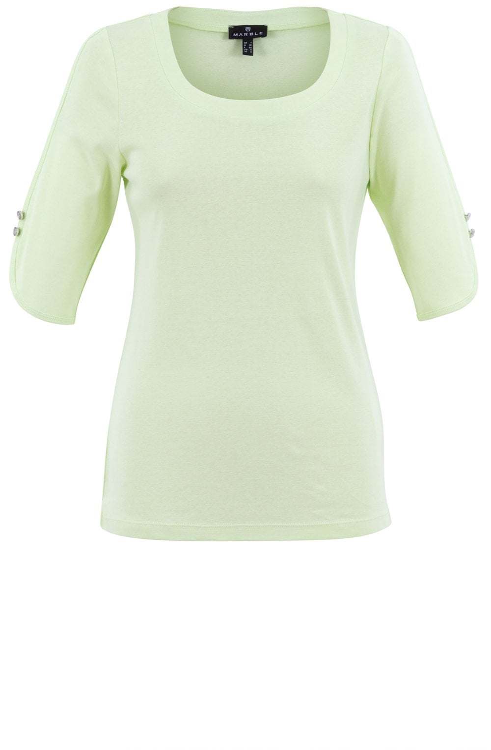 Apple Green Top with Silver Button Rounded Cuffs