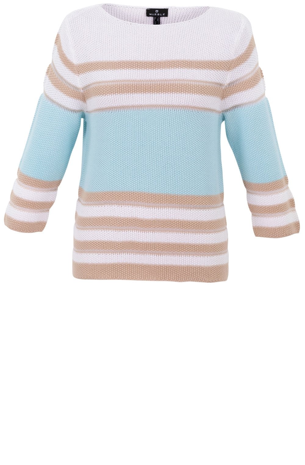 Aqua Mint and Beige Striped Box Jumper